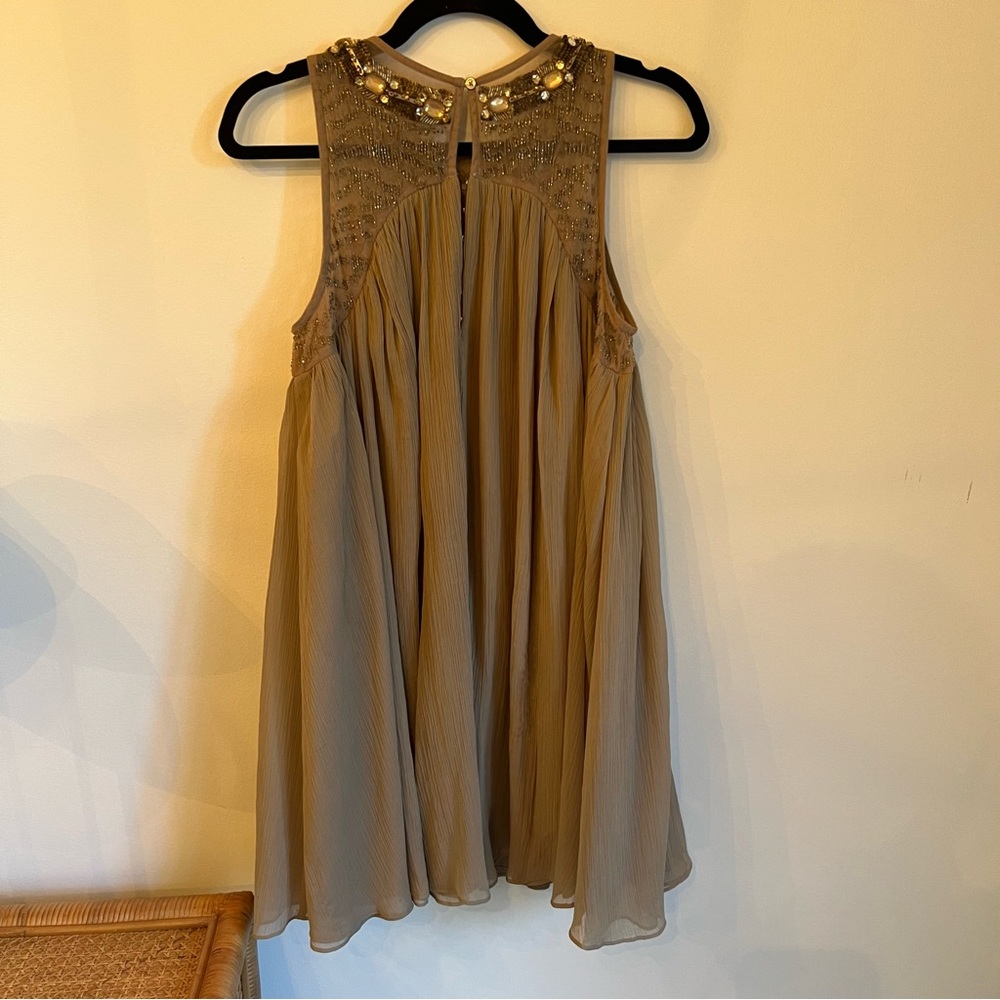 Moulinette Soeurs Swingy Sleeveless Sonora Dress Gray with Collar Embellishment - Picture 10 of 11